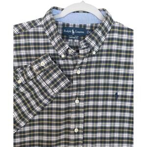 Ralph Lauren Shirt Mens XL Green Plaid Long Sleeve Button Down Custom Fit